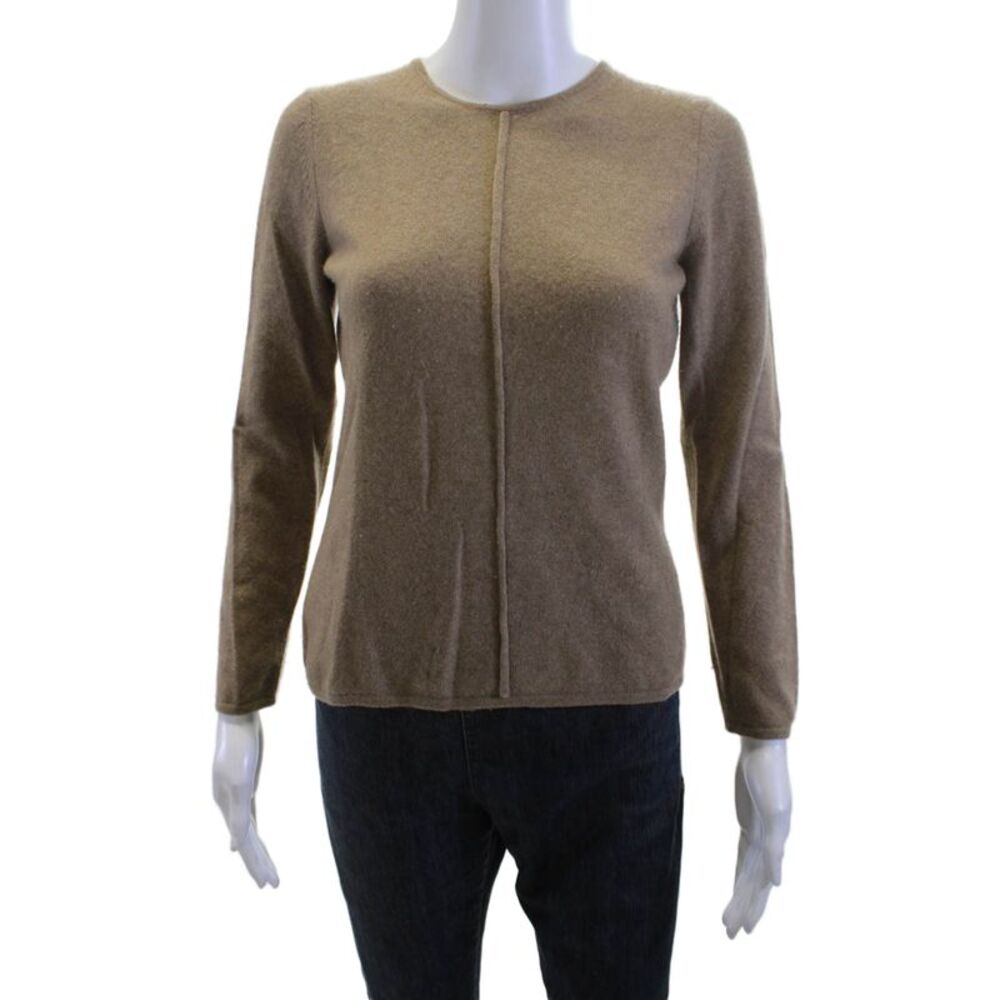Rani Arabella Womens Beige Cashmere Sweater Crewneck Long Sleeve Size S